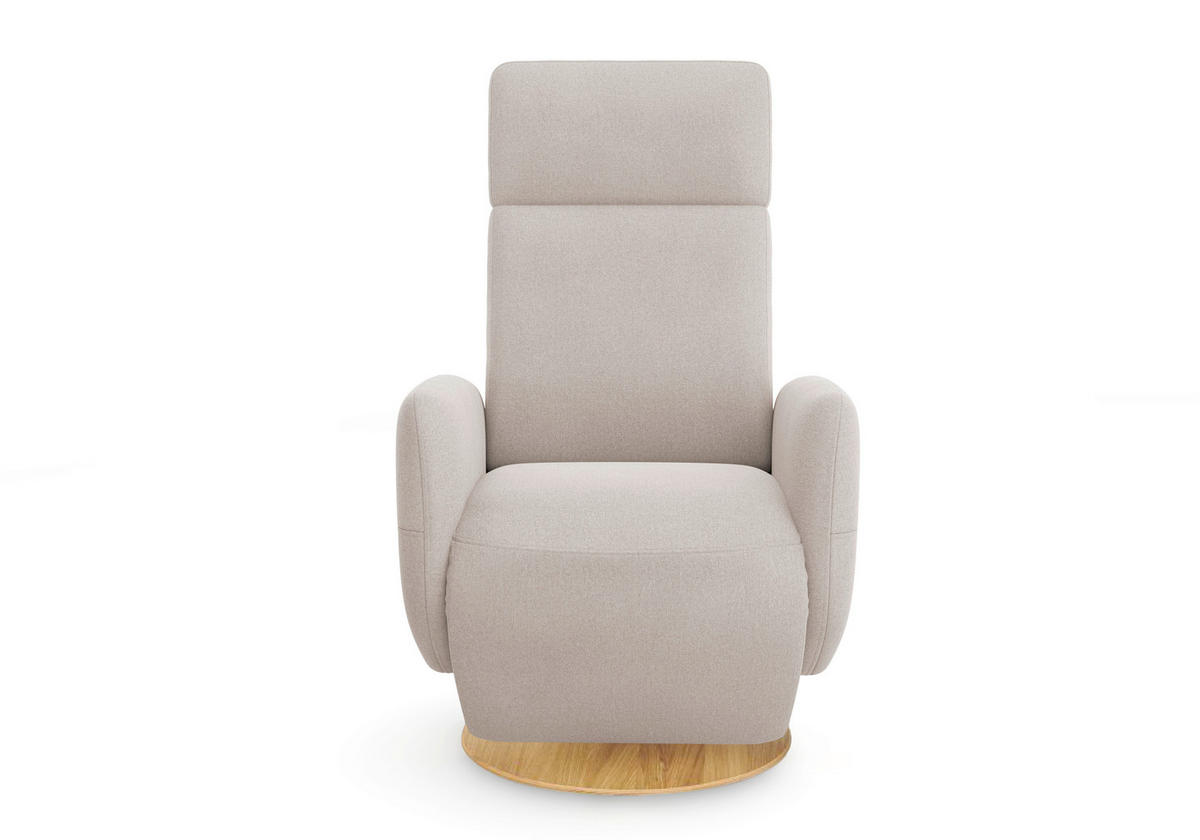 RELAXSESSEL Flachgewebe Aufstehhilfe    - Greige/Eichefarben, KONVENTIONELL, Holz/Textil (71/110/82cm) - Sit & More