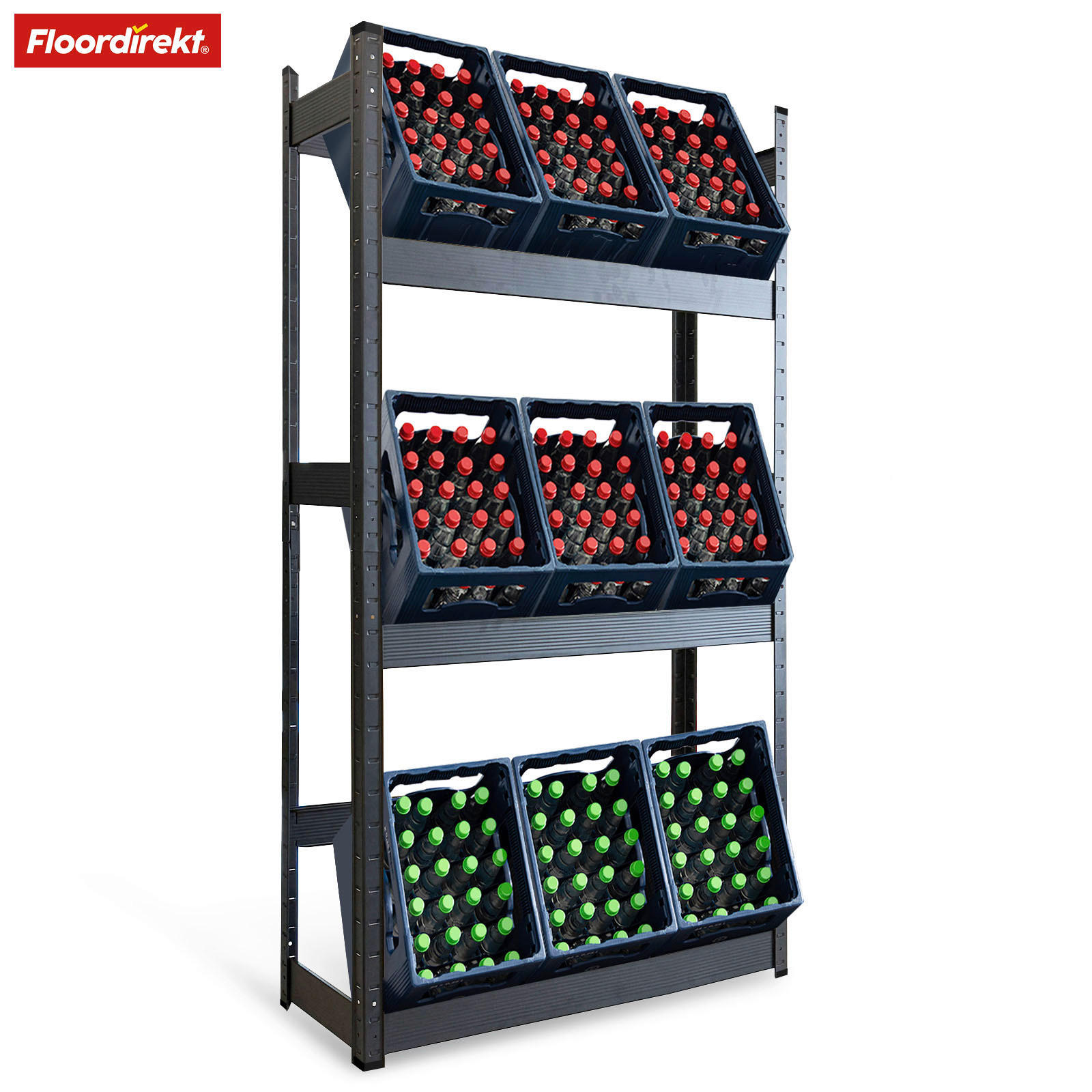 Floordirekt Flaschenregal Osaka Schwarz Hochglanz 100x200x30 cm