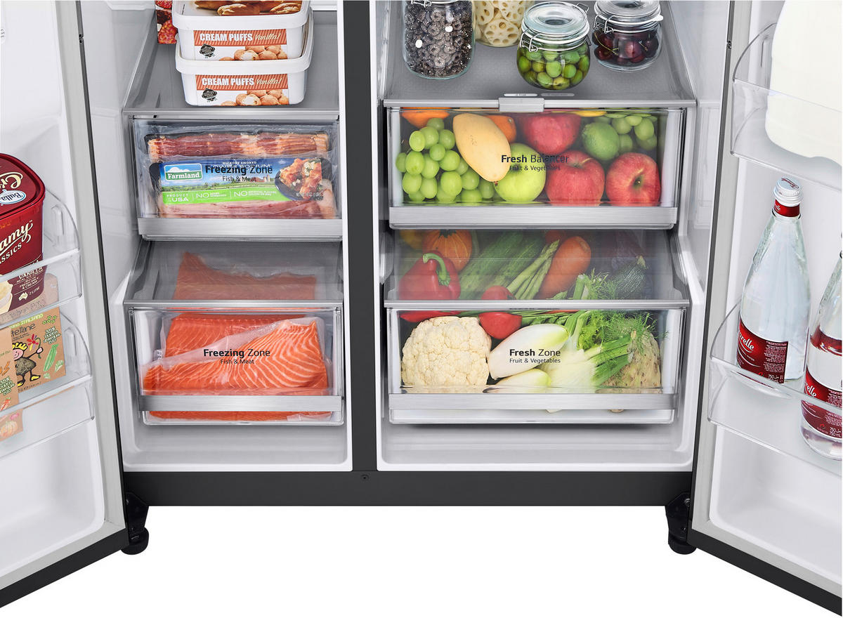 SIDE-BY-SIDE 91,3/179/73,5 cm GSXV90MCDE  - Schwarz, Basics, Glas/Kunststoff (91,3/179/73,5cm) - LG