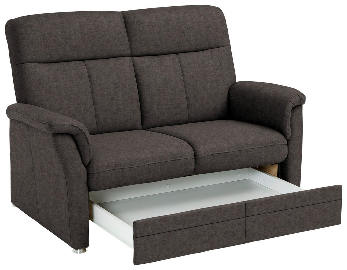 2-SITZER-SOFA  in Flachgewebe Dunkelbraun  - Dunkelbraun/Alufarben, KONVENTIONELL, Textil/Metall (142/100/89cm) - Beldomo Comfort