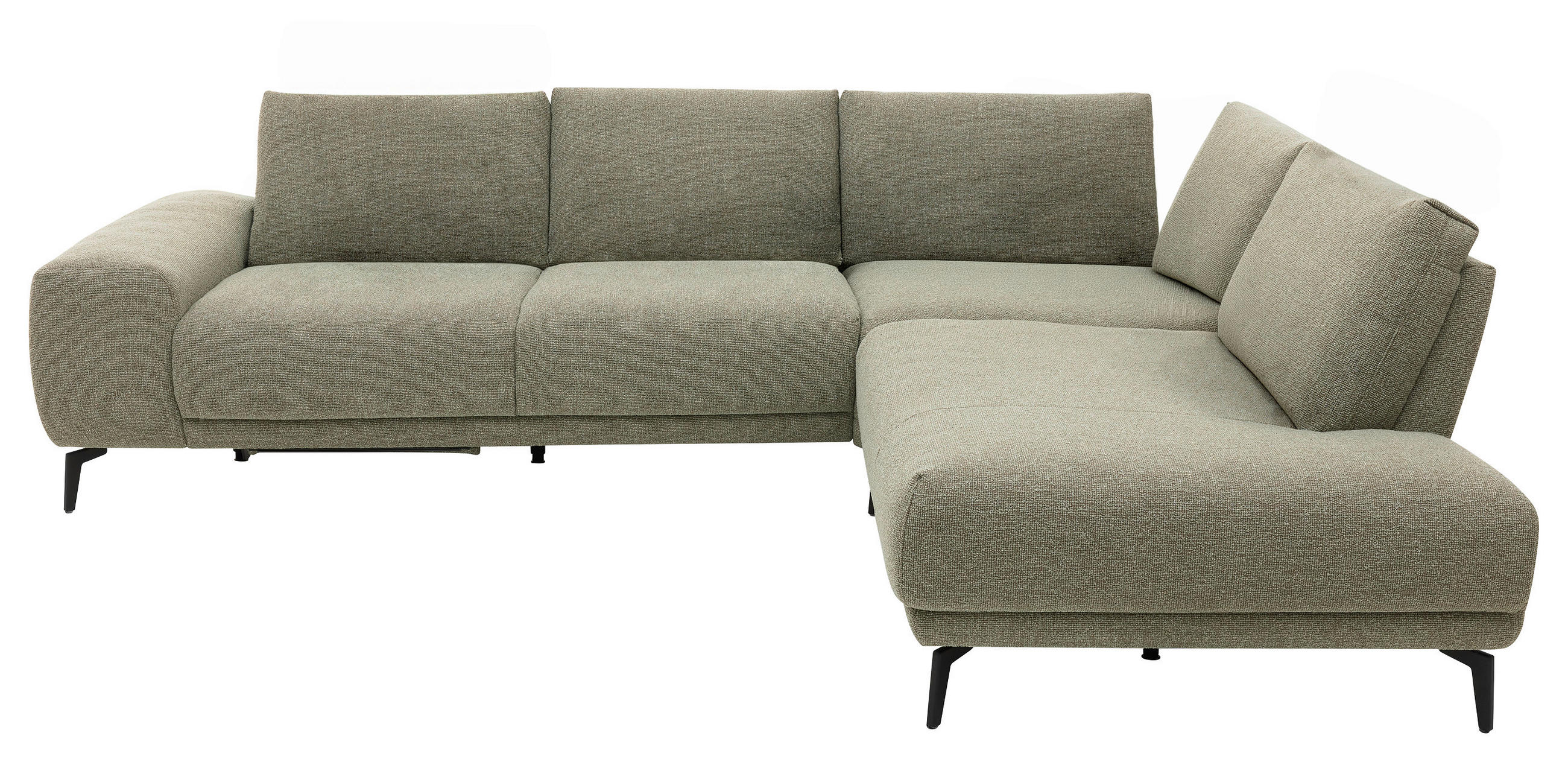 ECKSOFA Ottomane rechts  Grün Webstoff  - Schwarz/Grün, Design, Textil/Metall (300/239cm) - Musterring