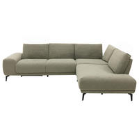 ECKSOFA Ottomane rechts  Grün Webstoff  - Schwarz/Grün, Design, Textil/Metall (300/239cm) - Musterring