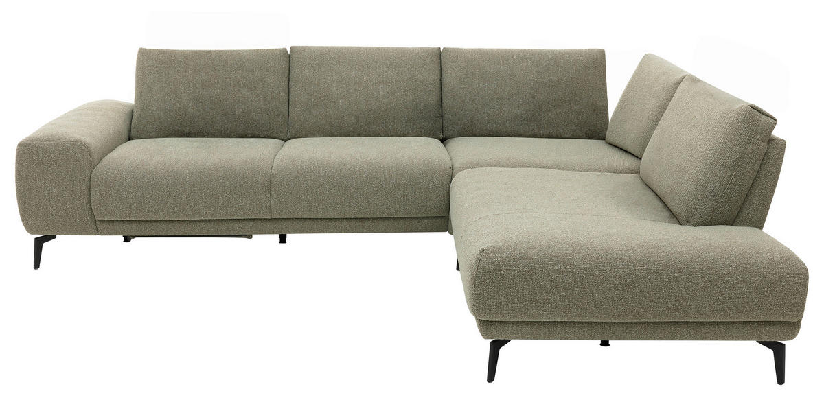ECKSOFA Ottomane rechts  Grün Webstoff  - Schwarz/Grün, Design, Textil/Metall (300/239cm) - Musterring
