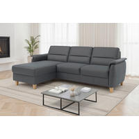 ROHOVÁ SEDAČKA, koža, čierna - čierna/farba duba, Basics, koža/drevo (163/244cm) - Sit & More