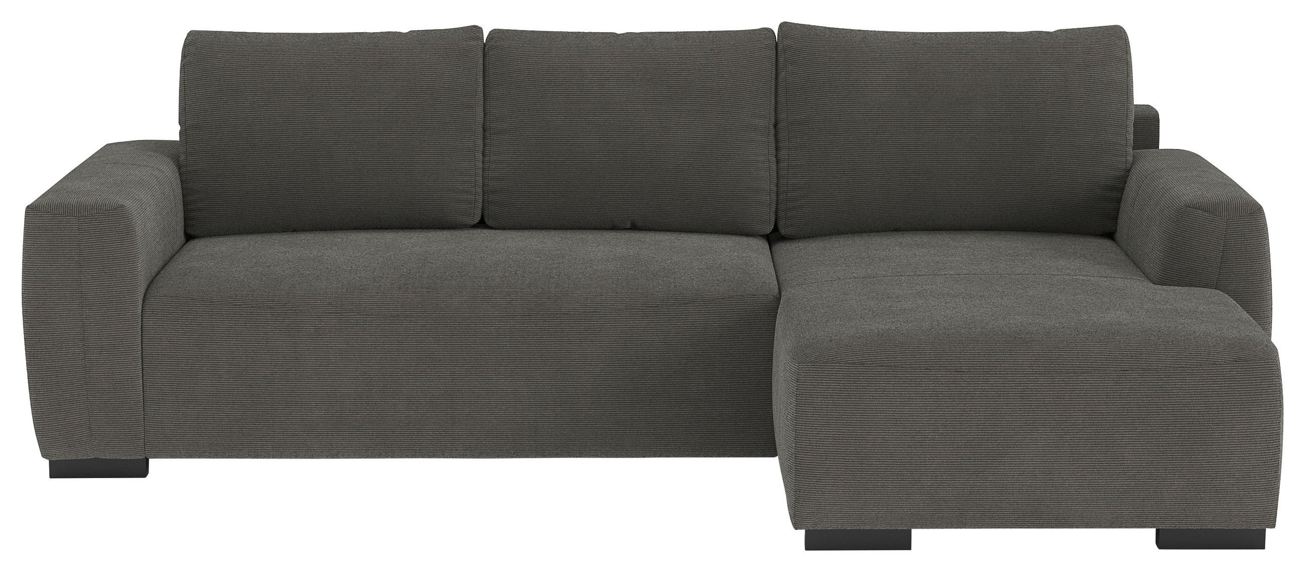 ECKSOFA  in Cord Anthrazit  - Anthrazit/Schwarz, Trend, Kunststoff/Textil (252/170cm) - MID.YOU