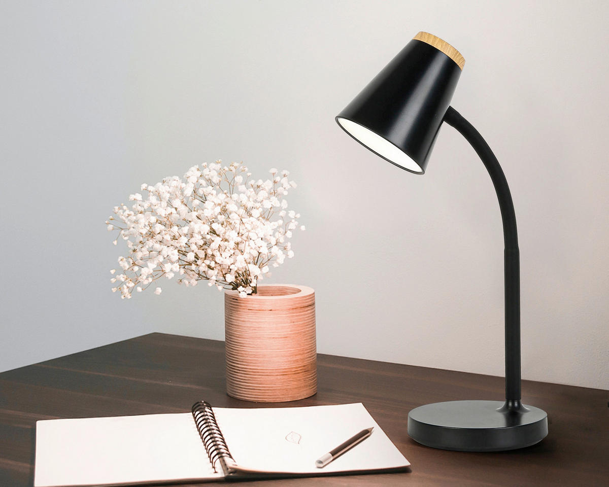 LED SVJETILJKA ZA PISAĆI STOL  - boje hrasta/crna, Basics, metal/plastika (42/13,2/13,2cm) - Boxxx