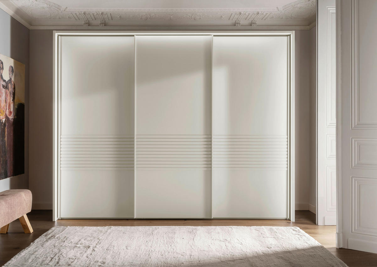 SCHWEBETÜRENSCHRANK 250/217/67 cm 3-türig Weiß  - Weiß, Design, Holzwerkstoff/Metall (250/217/67cm) - Novel