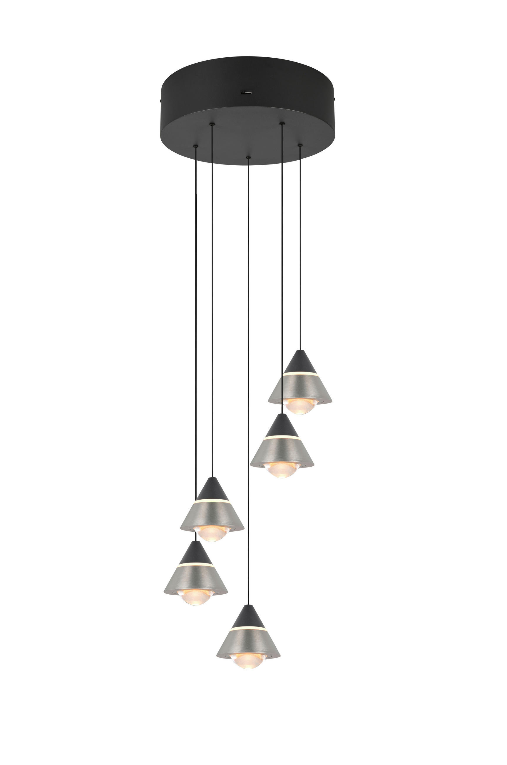 Trio Leuchten Led-Hängeleuchte Romeo Schwarz, Nickel, Transparent 200 cm