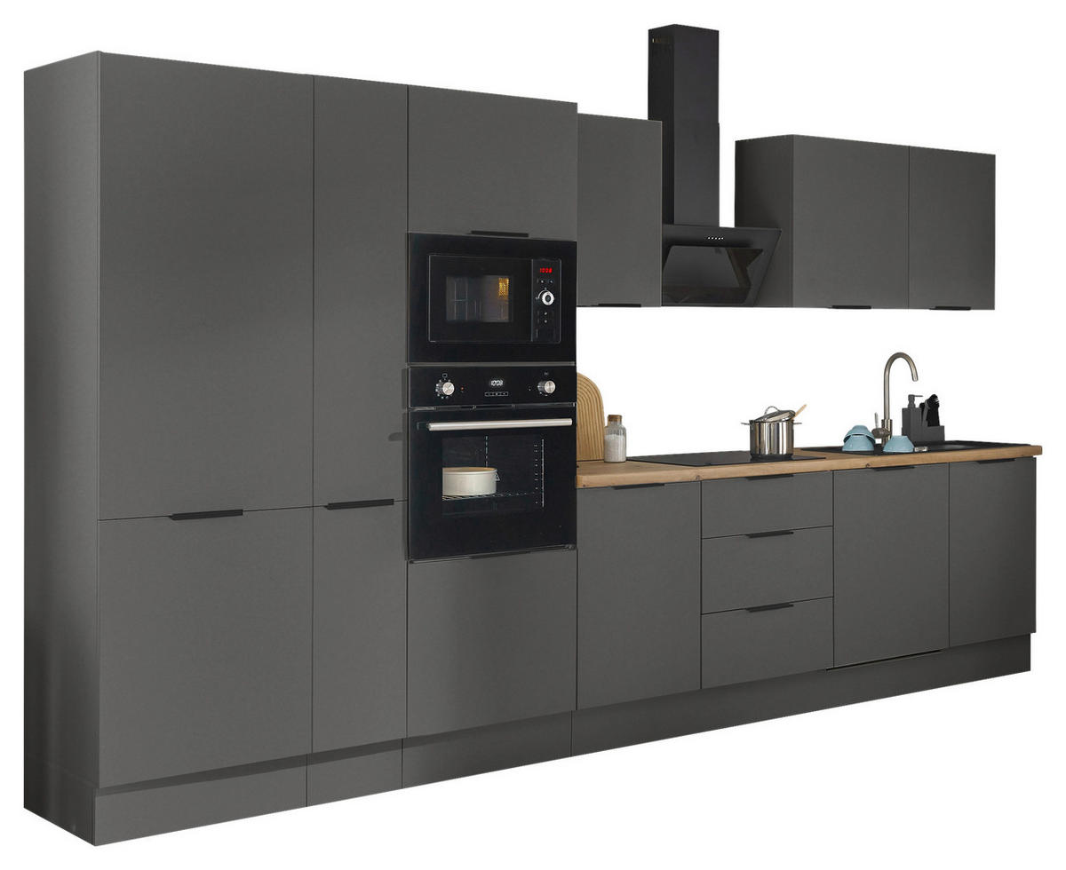KÜCHENBLOCK   in Graphitfarben  - Schwarz/Graphitfarben, Basics, Holzwerkstoff/Metall (370/211/60cm) - Xora