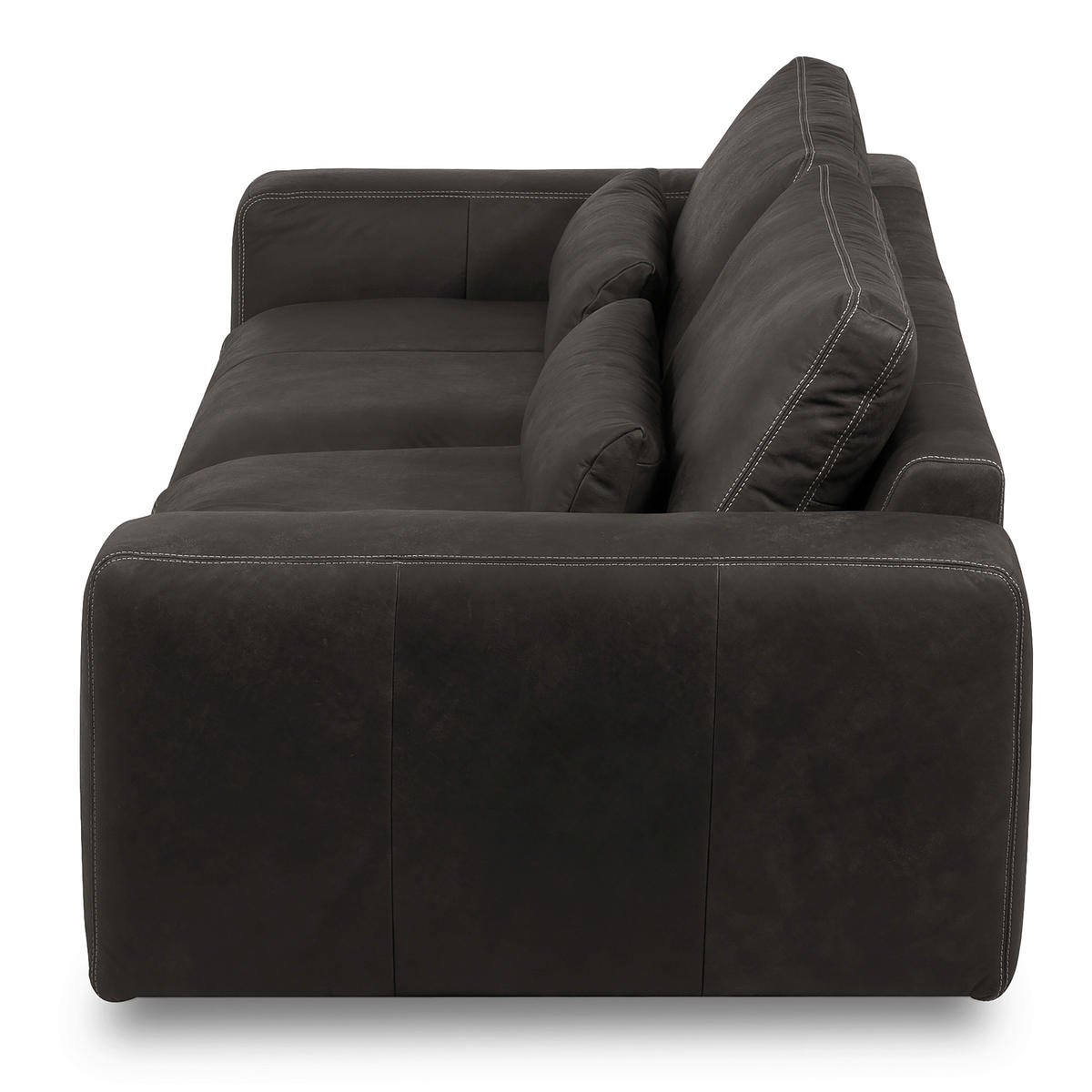 3-SITZER-SOFA  in Echtleder Dunkelgrau   - Dunkelgrau/Beige, Design, Leder/Kunststoff (300/85/123cm) - Livetastic