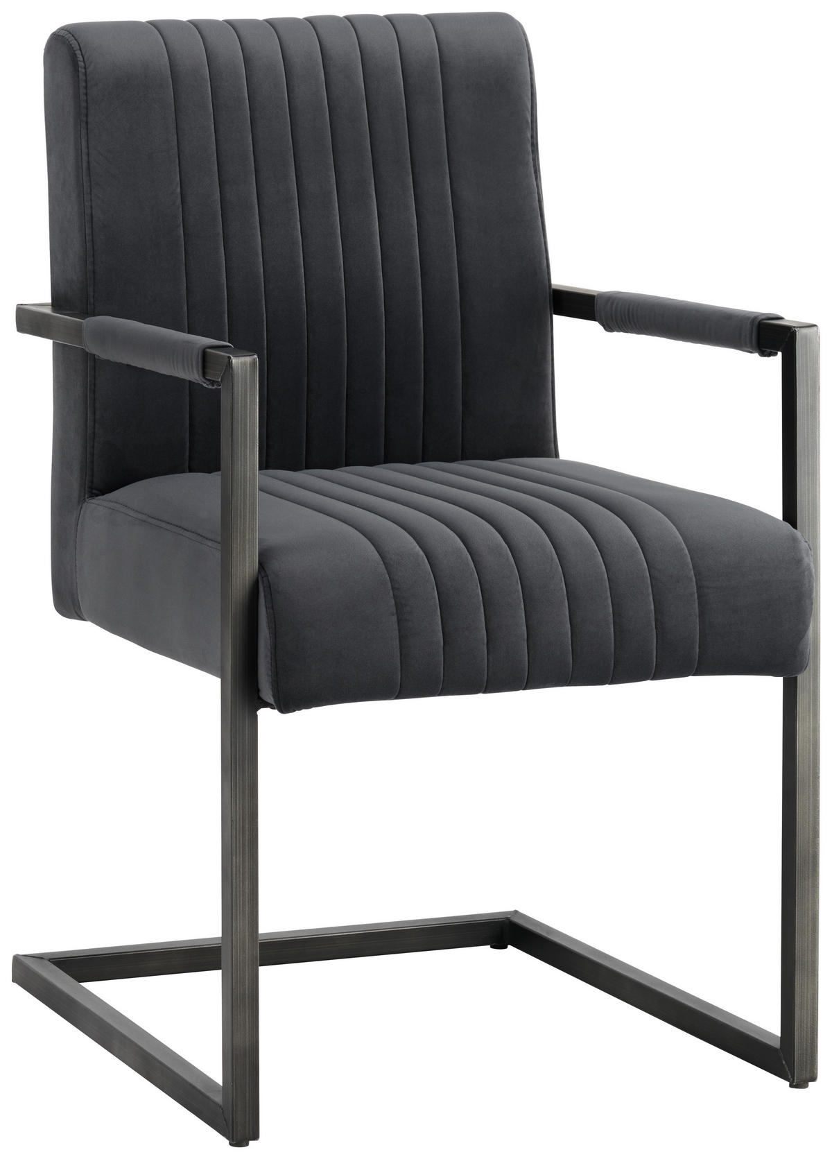 STOL MED ARMSTÖD järn sammet  - grå/svart, Trend, metall/textil (54/91/63cm) - Ambia Home
