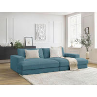 BIGSOFA LEONARD Cord Hellblau  - Schwarz/Hellblau, MODERN, Kunststoff/Textil (234/77/159cm)