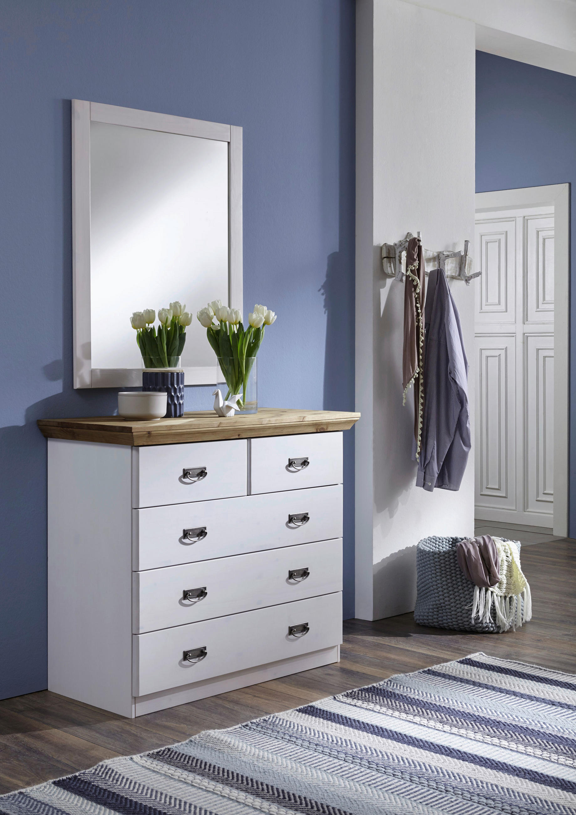 KOMMODE  in 105,7/90,3/50 cm  - Laugenfarbig/Silberfarben, ROMANTIK / LANDHAUS, Holz/Metall (105,7/90,3/50cm) - Boxxx