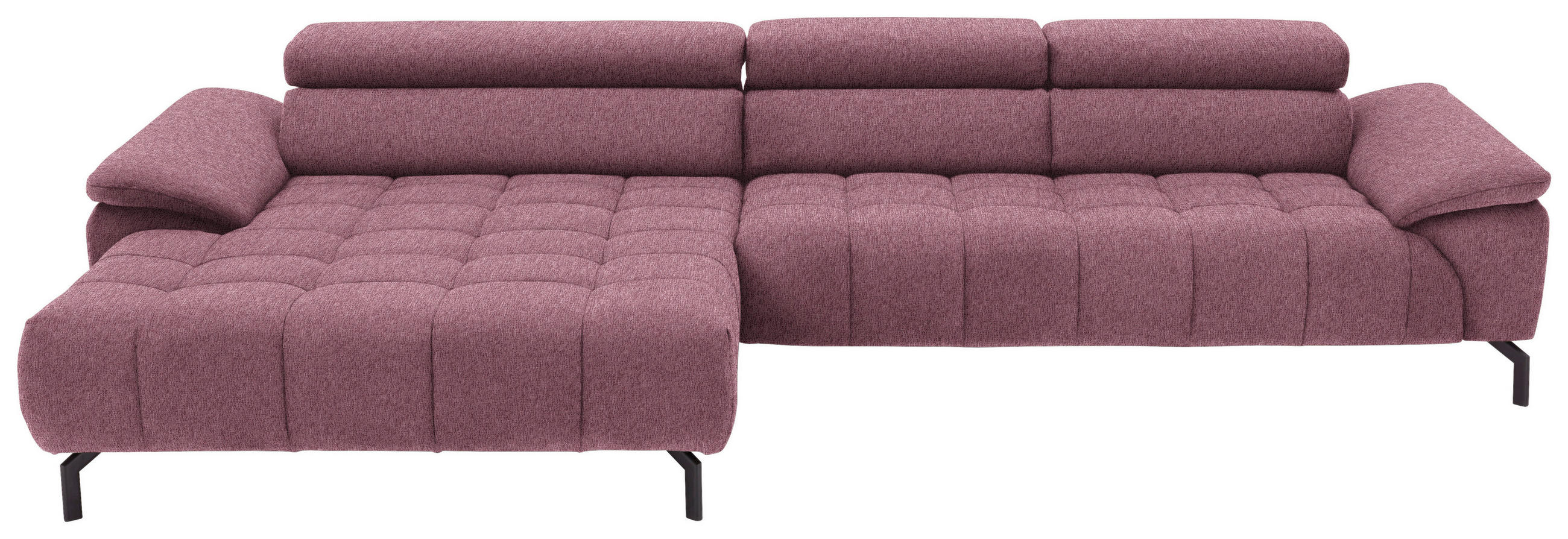 ECKSOFA in Webstoff Rot  - Rot/Schwarz, Design, Textil/Metall (190/329cm) - Beldomo Style