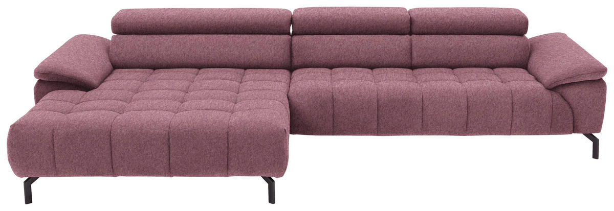 ECKSOFA in Webstoff Rot  - Rot/Schwarz, Design, Textil/Metall (190/329cm) - Beldomo Style