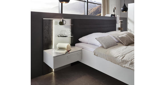 BETTANLAGE in Grau, Weiß - Weiß/Grau, Design, Holzwerkstoff/Textil (180/200cm) - Dieter Knoll