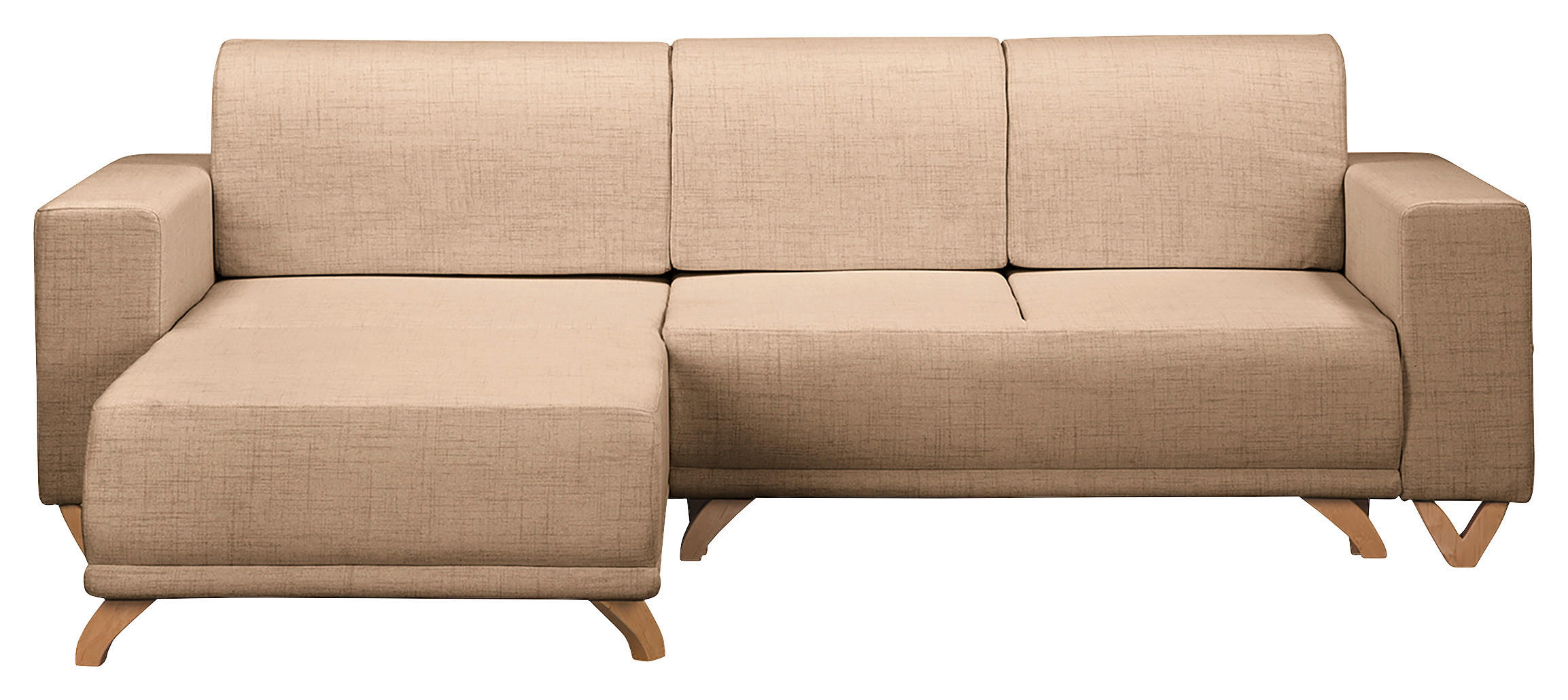 ECKSOFA Bella Beige Textilgeflecht  - Wengefarben/Beige, Design, Holz/Textil (257/174cm) - Livetastic