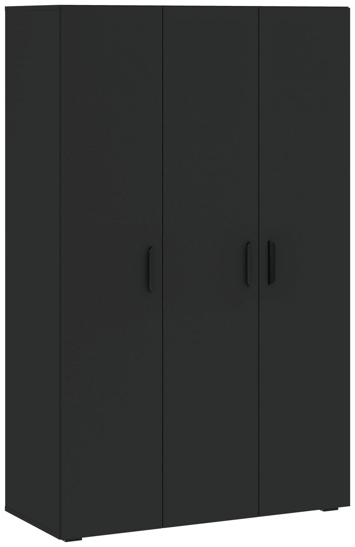 GARDEROB MED GÅNGJÄRN 111/179/52 cm 3-dörrar - svart/antracit, Klassisk, trämaterial/plast (111/179/52cm) - Best Price