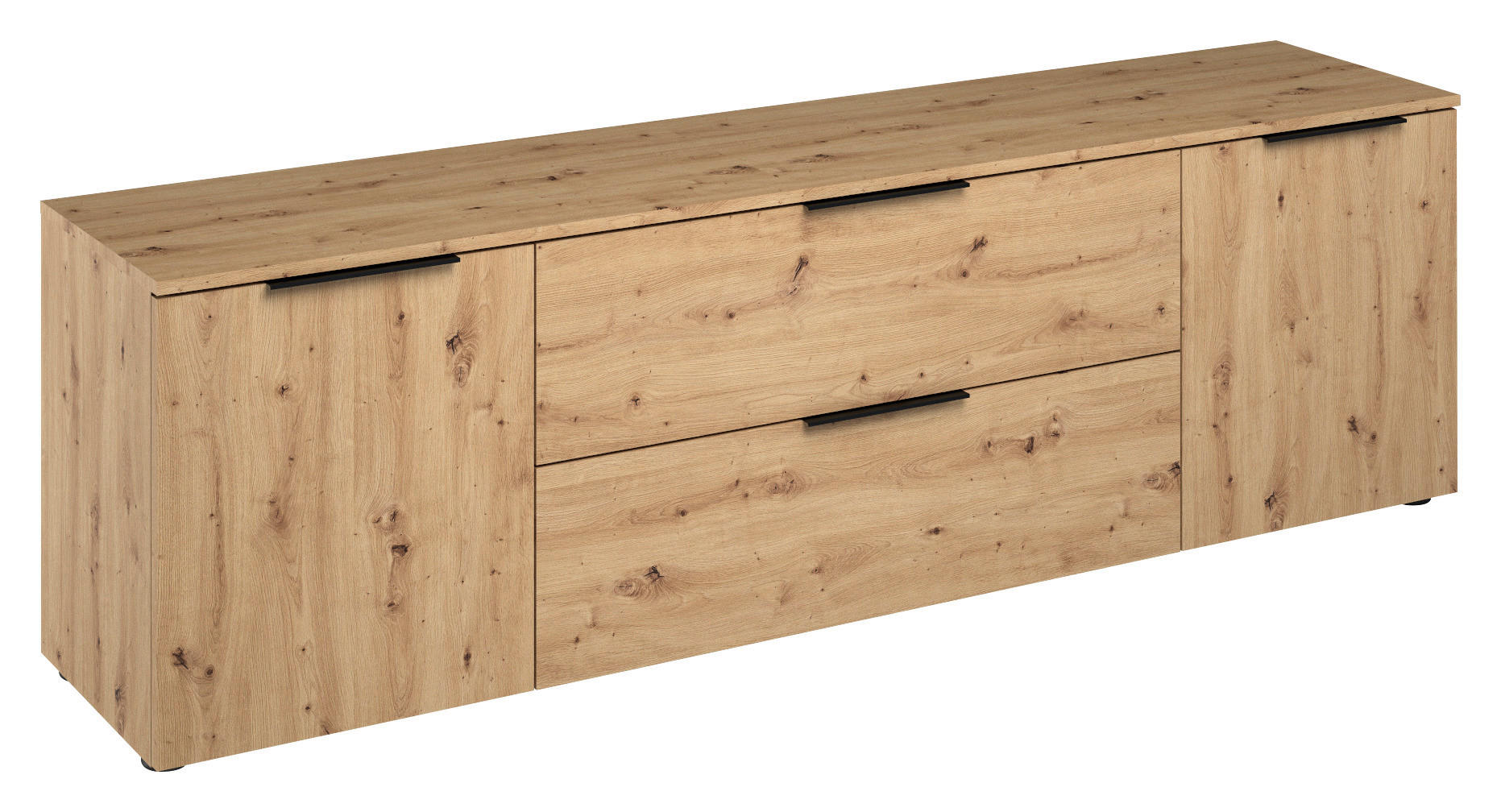 LOWBOARD Eichefarben - Eichefarben/Schwarz, Basics, Holzwerkstoff/Kunststoff (180,4/55/40cm)