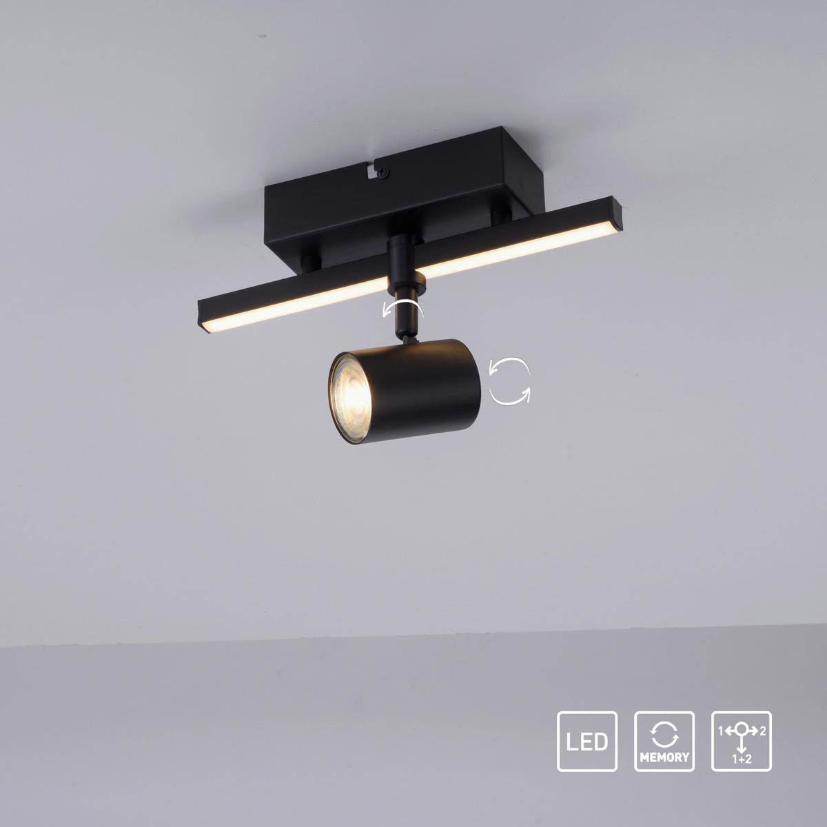 LED-STRAHLER BARIK   - Schwarz, Design, Metall (25,5cm) - Paul Neuhaus