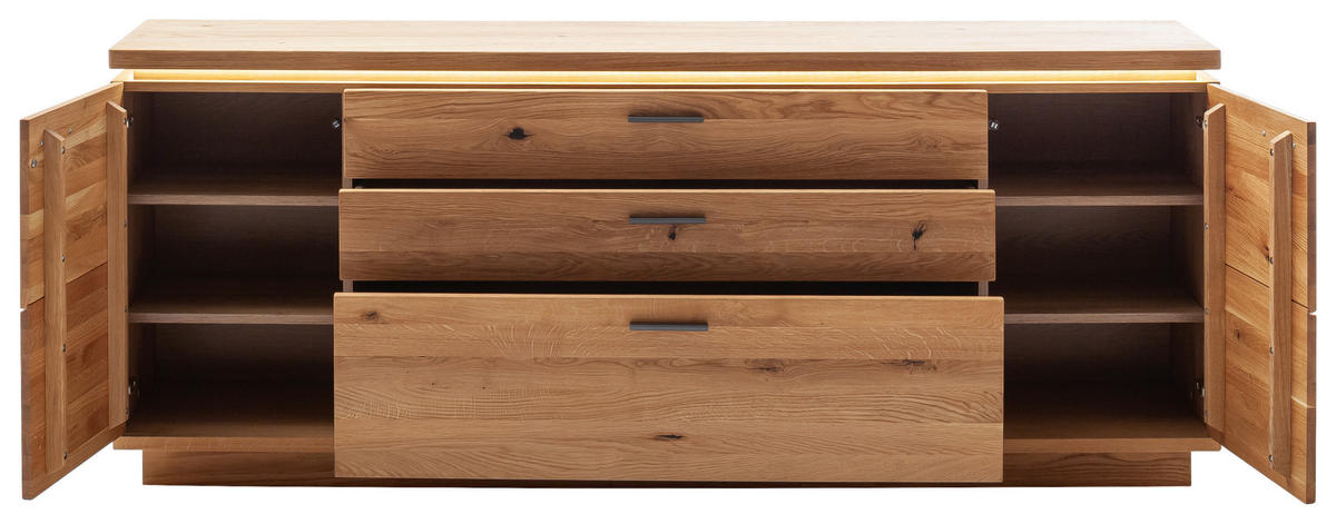 KOMODA, barve hrasta  - barve hrasta/antracit, Natur, kovina/leseni material (210/84/44cm) - Linea Natura