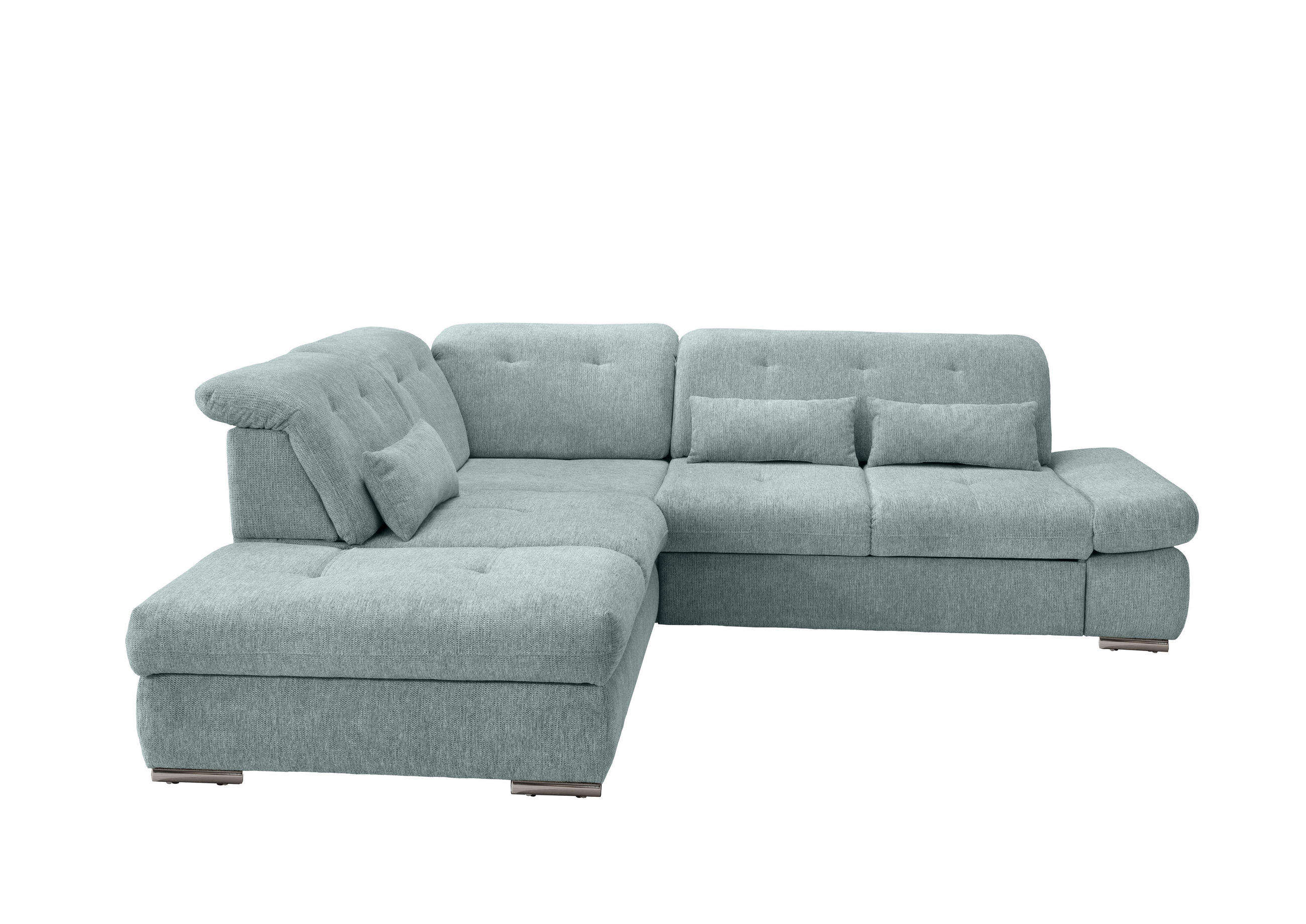 ECKSOFA Mintgrün Chenille  - Chromfarben/Mintgrün, Design, Textil/Metall (254/280cm) - Livetastic