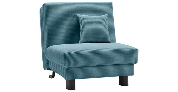 SCHLAFSESSEL Cord Petrol Fußauswahl, Stoffauswahl, Liegefunktion Zierkissen  - Petrol/Schwarz, Design, Textil/Metall (85/85/100cm) - Carryhome