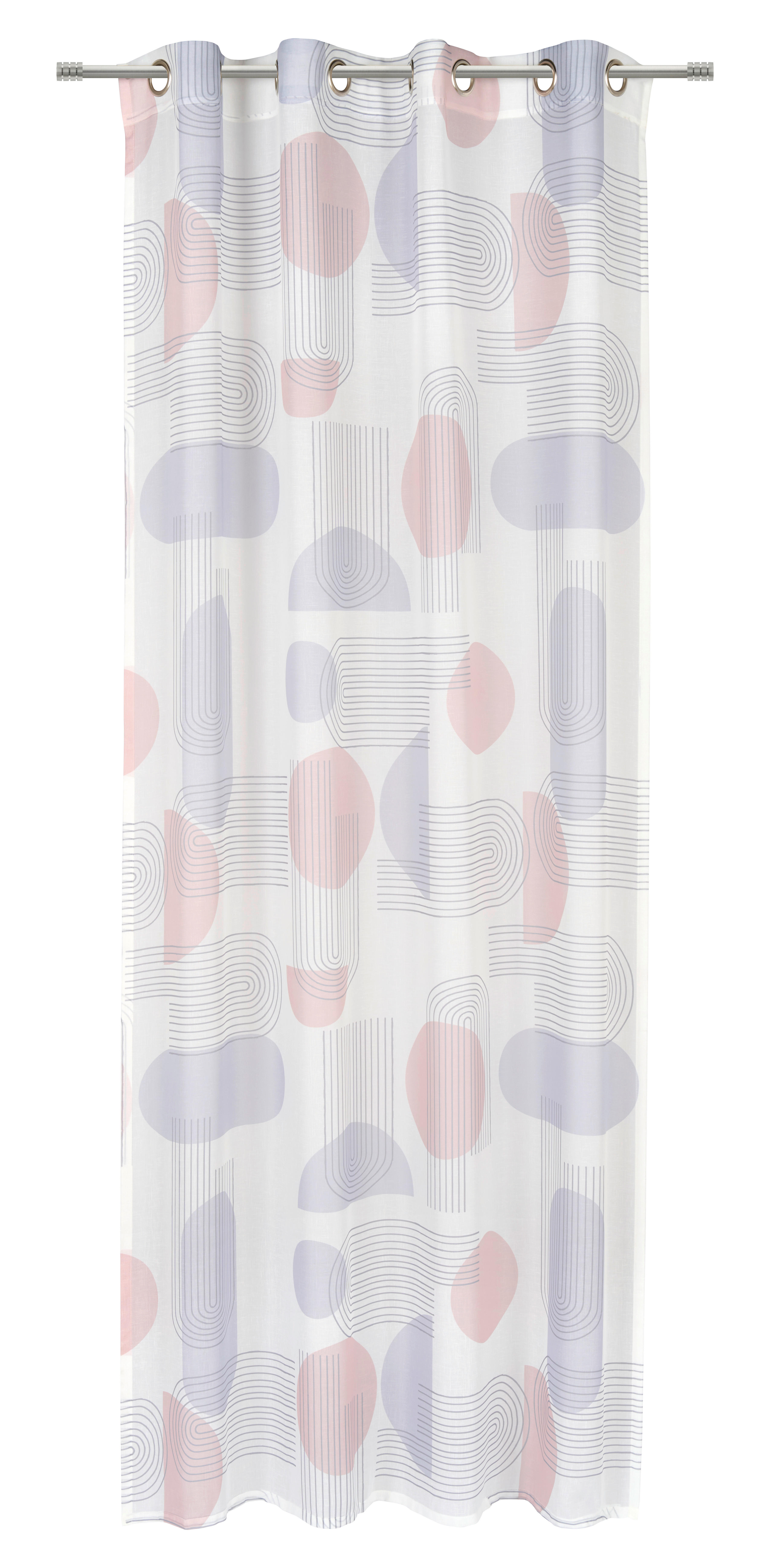 ZAVESA Z OBROČKI  prosojno   140/245 cm  - siva/oranžna, Design, tekstil (140/245cm) - Esposa