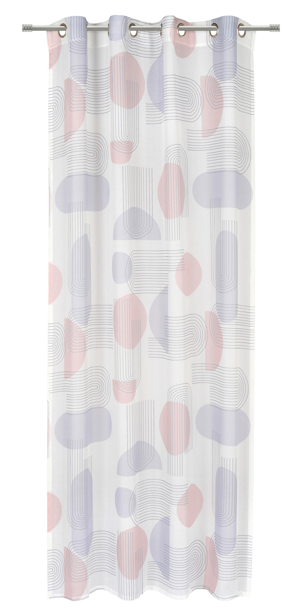 ZAVESA SA KARIKAMA siva, narandžasta - siva/narandžasta, Dizajnerski, tekstil (140/245cm) - Esposa