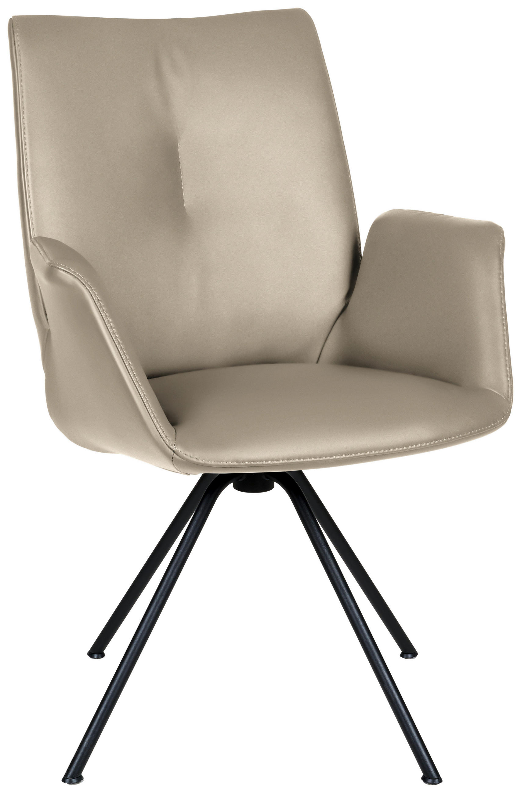 ARMLEHNSTUHL  in Stahl Echtleder pigmentiert  - Schlammfarben/Schwarz, Design, Leder/Metall (65/91/63cm) - Dieter Knoll
