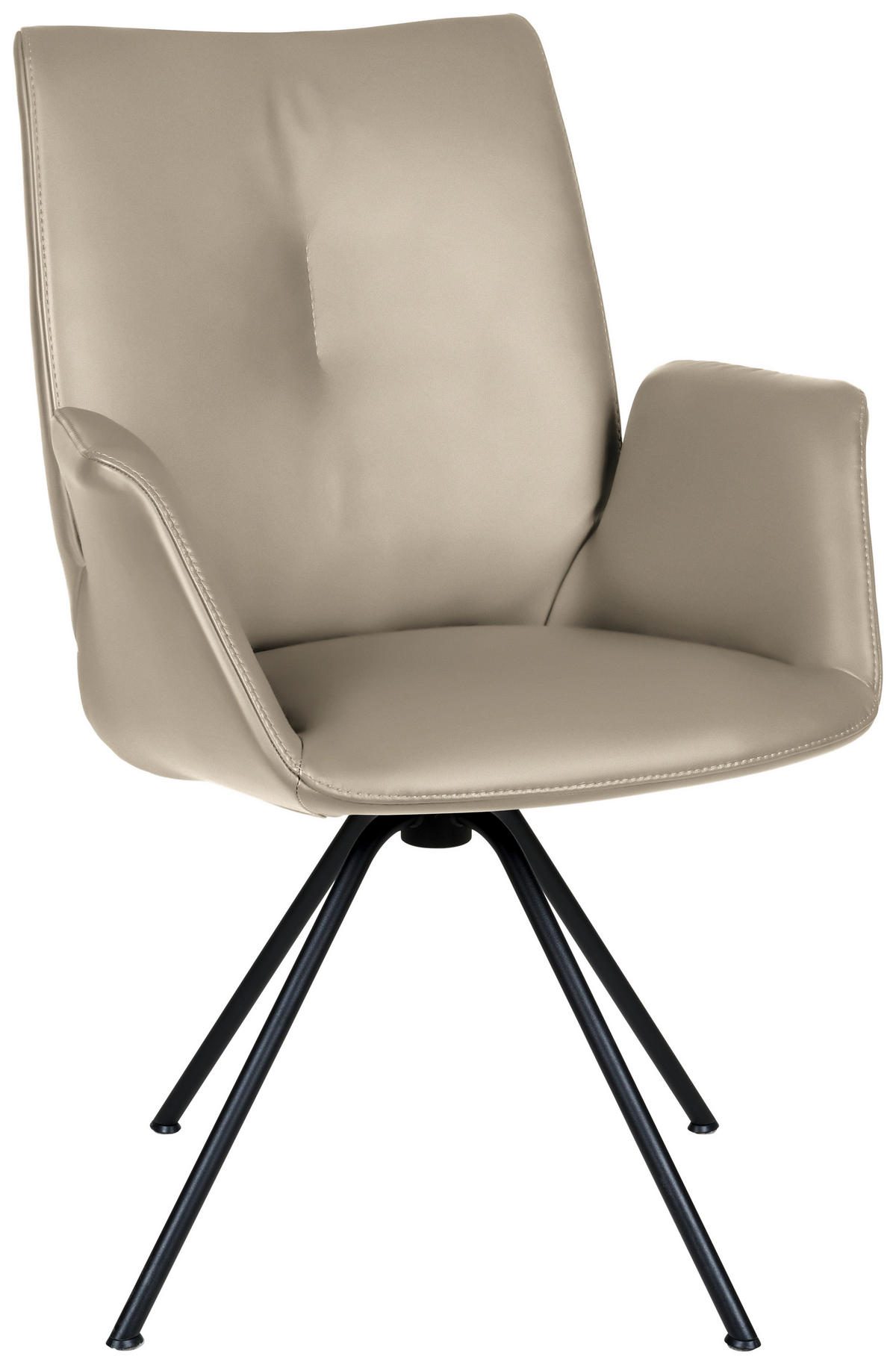 ARMLEHNSTUHL  in Stahl Echtleder pigmentiert  - Schlammfarben/Schwarz, Design, Leder/Metall (65/91/63cm) - Dieter Knoll