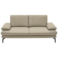 2,5-SITZER in Echtleder Creme, Naturfarben  - Creme/Schwarz, Design, Leder/Metall (196/86/104cm) - Dieter Knoll