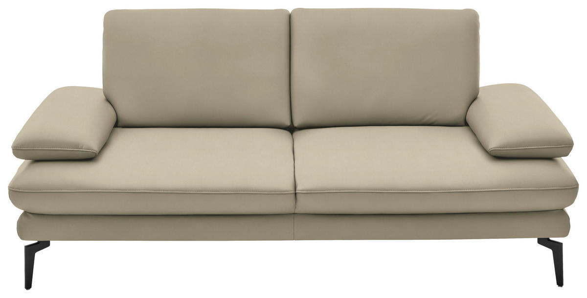 2,5-SITZER in Echtleder Creme, Naturfarben  - Creme/Schwarz, Design, Leder/Metall (196/86/104cm) - Dieter Knoll