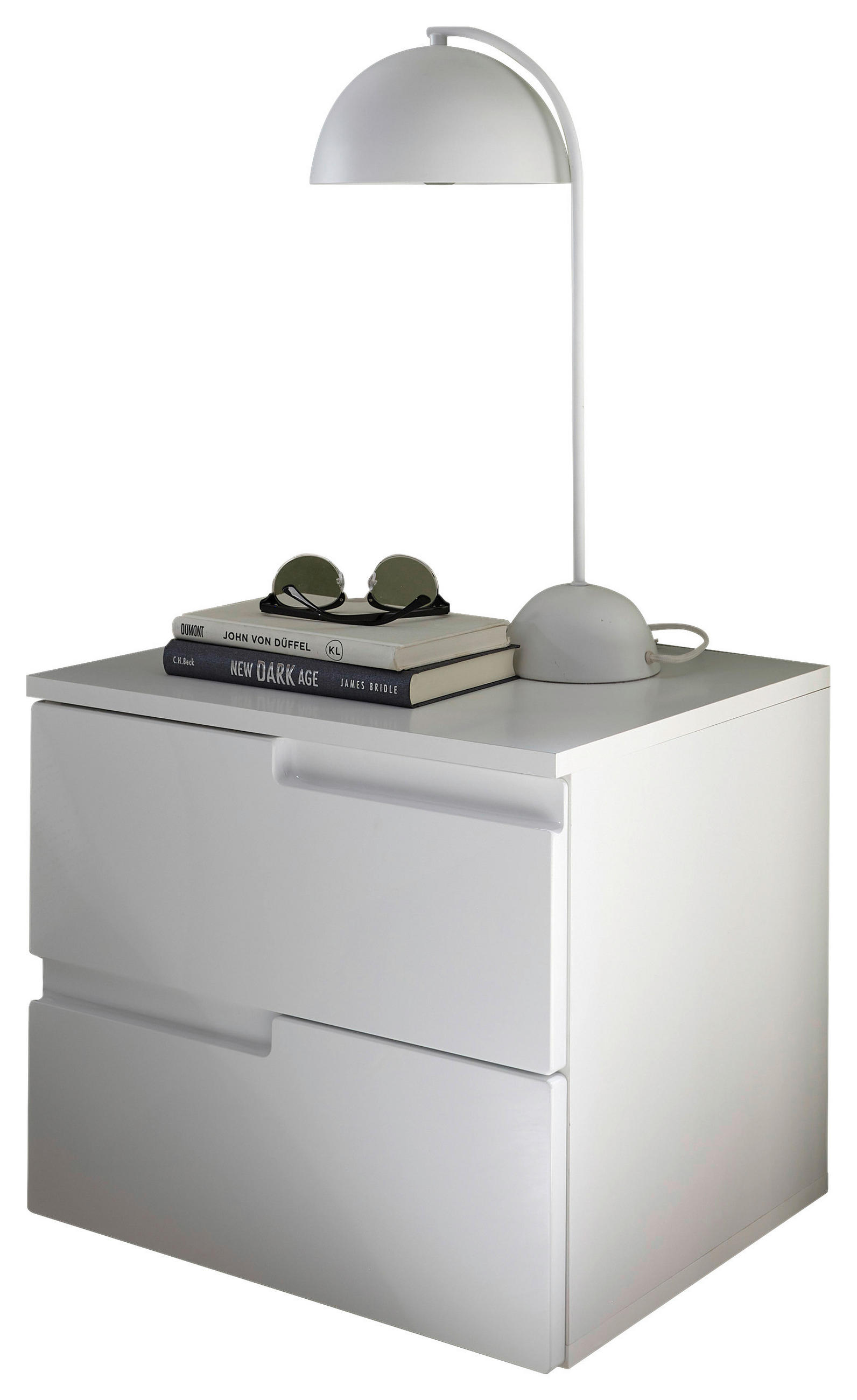 NACHTSCHRANK  - Weiß Hochglanz/Schwarz, MODERN, Holzwerkstoff/Kunststoff (46,2/41,7/40cm)