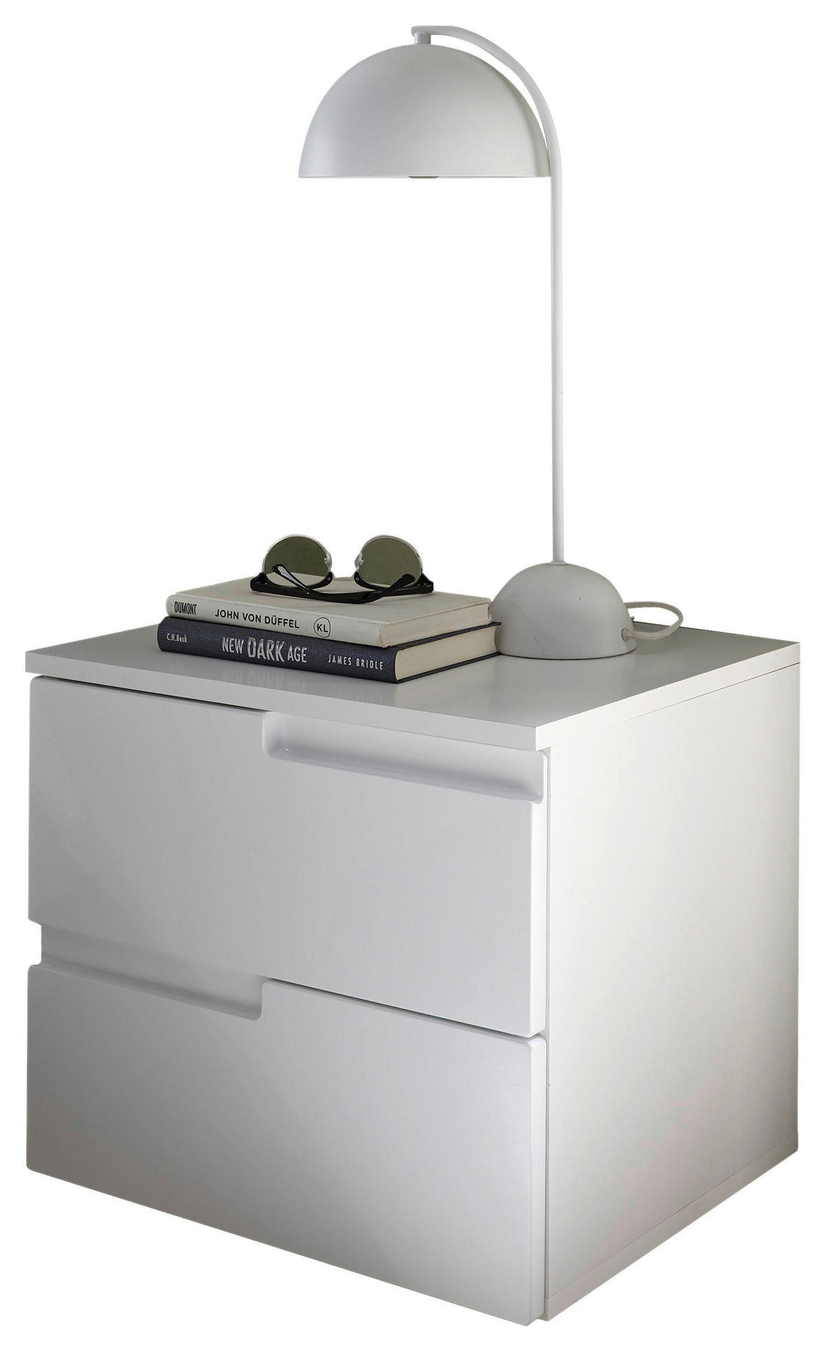 NACHTSCHRANK  - Weiß Hochglanz/Schwarz, MODERN, Holzwerkstoff/Kunststoff (46,2/41,7/40cm)