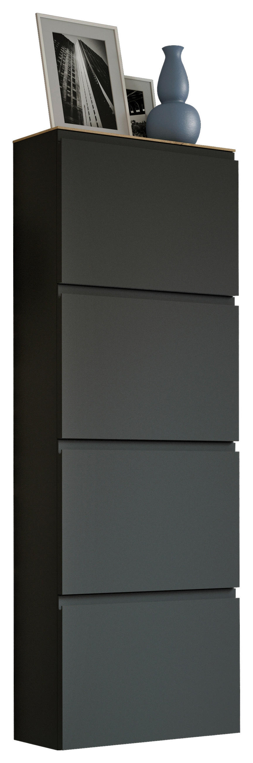 SCHUHKIPPER Gardasee  in 60/162/22 cm  - Eichefarben/Anthrazit, Design, Holzwerkstoff (60/162/22cm) - Moderano