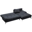 ECKSOFA in Chenille Dunkelblau  - Schwarz/Dunkelblau, MODERN, Textil/Metall (290/182cm) - Hom`in