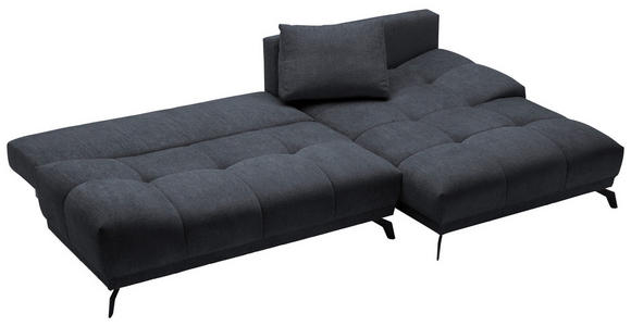 ECKSOFA in Chenille Dunkelblau  - Schwarz/Dunkelblau, MODERN, Textil/Metall (290/182cm) - Hom`in