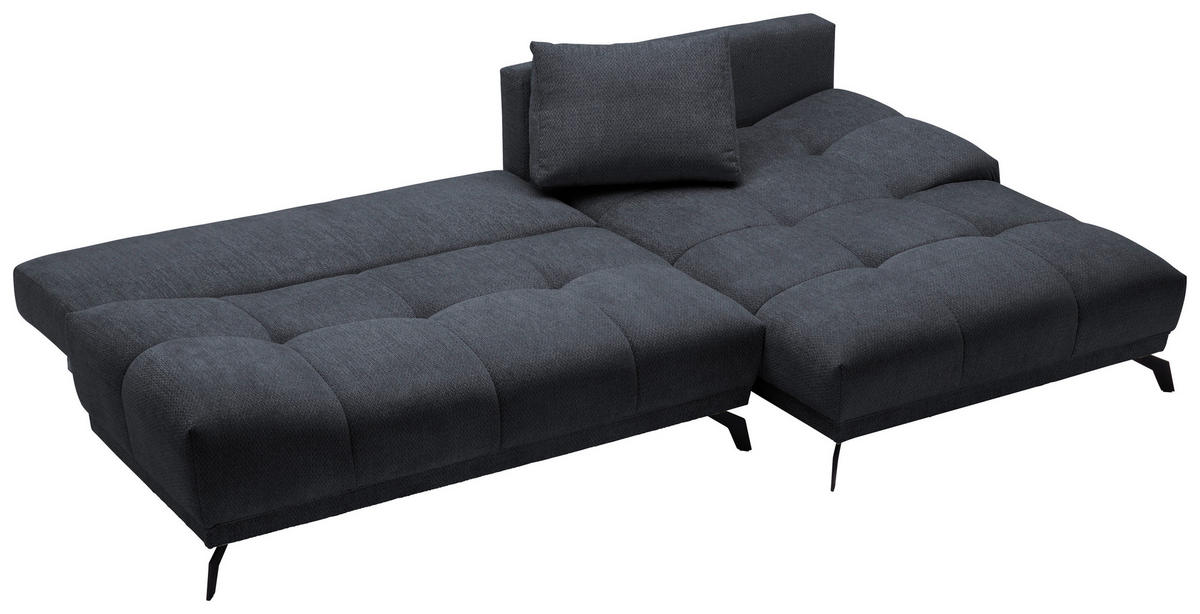 ECKSOFA in Chenille Dunkelblau  - Schwarz/Dunkelblau, Modern, Textil/Metall (290/182cm) - Hom`in