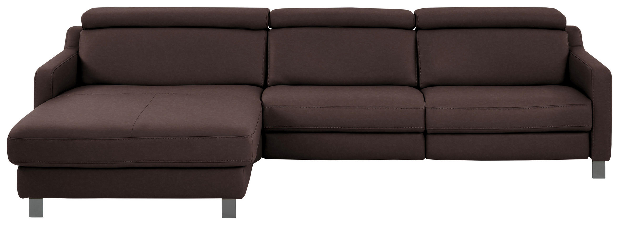 ECKSOFA in Echtleder Dunkelbraun  - Dunkelbraun/Schwarz, Design, Leder/Metall (176/291cm) - Valdera