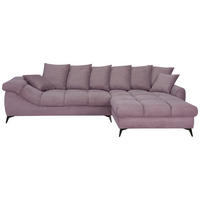 ECKSOFA Lila Cord Rückenkissen, Armlehnenkissen, Rücken echt  - Lila/Schwarz, KONVENTIONELL, Textil/Metall (332/231cm) - Carryhome