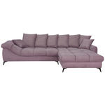 ECKSOFA Lila Cord Rückenkissen, Armlehnenkissen, Rücken echt  - Lila/Schwarz, KONVENTIONELL, Textil/Metall (332/231cm) - Carryhome