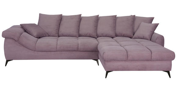 ECKSOFA Lila Cord Rückenkissen, Armlehnenkissen, Rücken echt  - Lila/Schwarz, KONVENTIONELL, Textil/Metall (332/231cm) - Carryhome