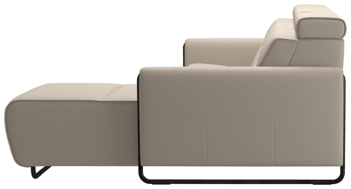 ECKSOFA in Echtleder Grau, Schwarz  - Schwarz/Grau, Natur, Leder/Metall (248/184cm) - Stressless