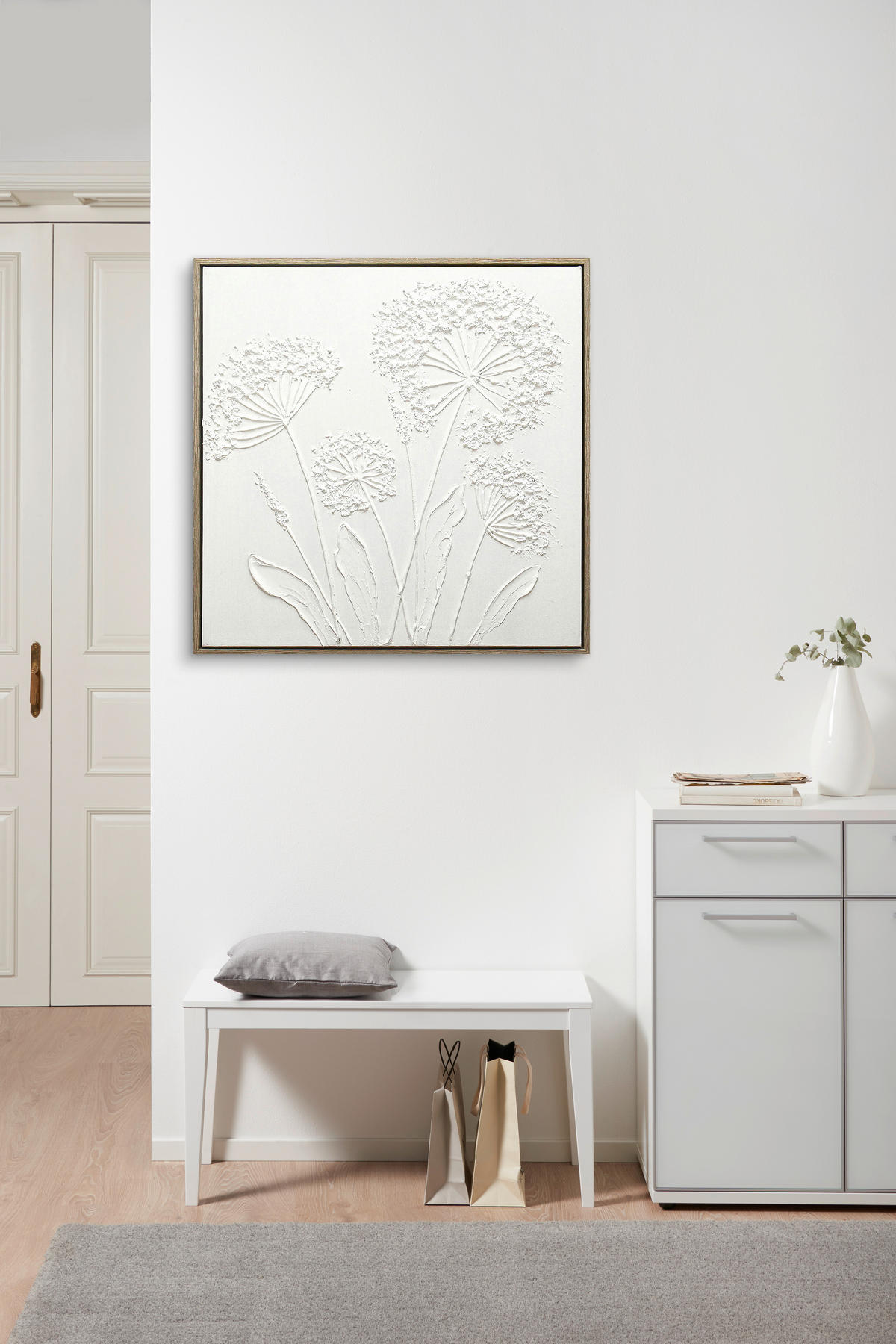 ULJENA SLIKA  85/85 cm       - bijela/prirodne boje, Lifestyle, drvni materijal/tekstil (85/85cm) - Monee