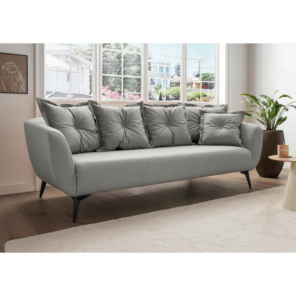 Thumbnail - Livetastic 3-Sitzer-Sofa, Grau, Textil, Füllung: Schaumstoff, 236x94x103 cm, Made in EU, Rücken echt, Armteil links, rec...