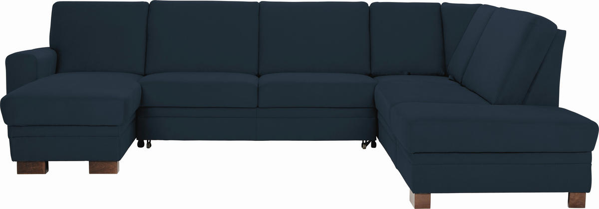 WOHNLANDSCHAFT in Dunkelblau  - Braun/Dunkelblau, Design, Holz/Textil (163/319/241cm) - Beldomo System