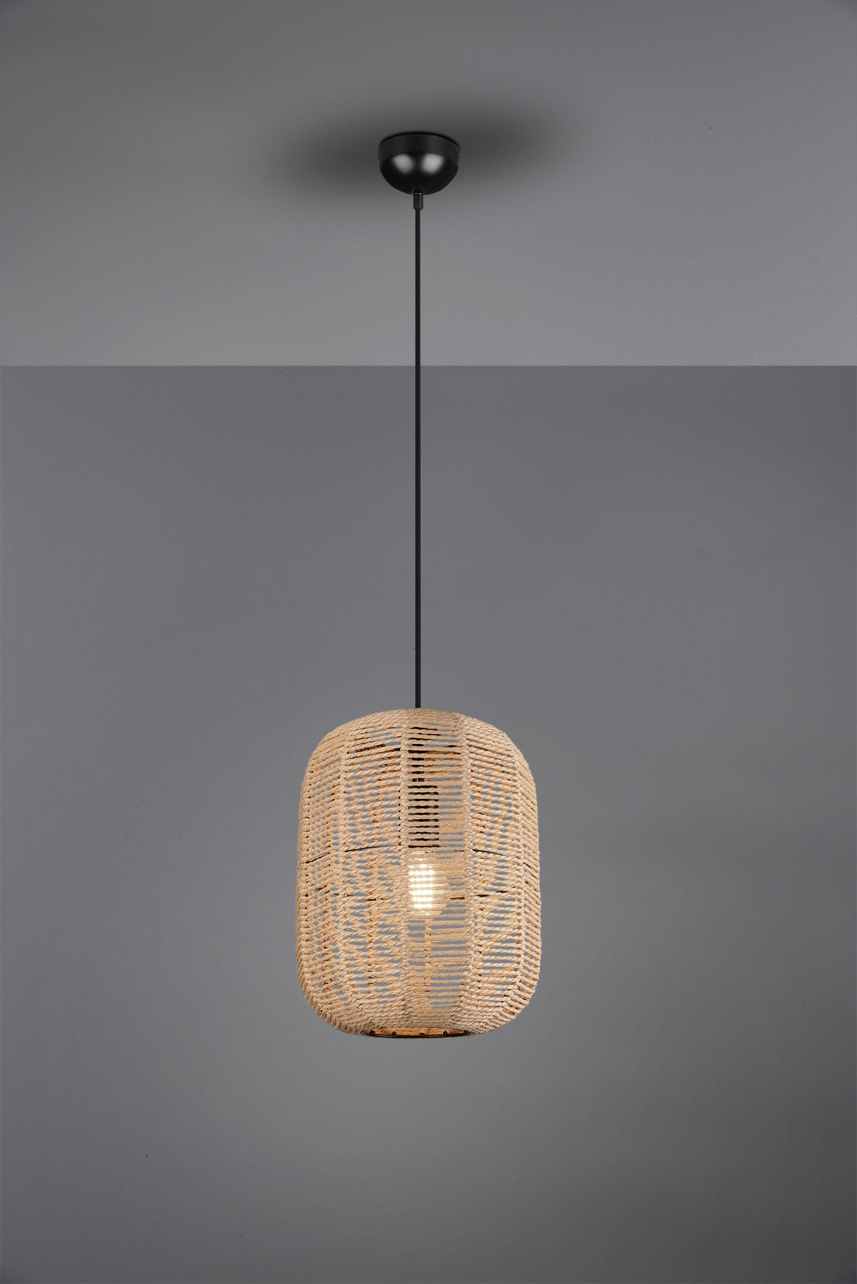 HÄNGELEUCHTE 25/150 cm    - Schwarz/Braun, Lifestyle, Naturmaterialien/Metall (25/150cm)