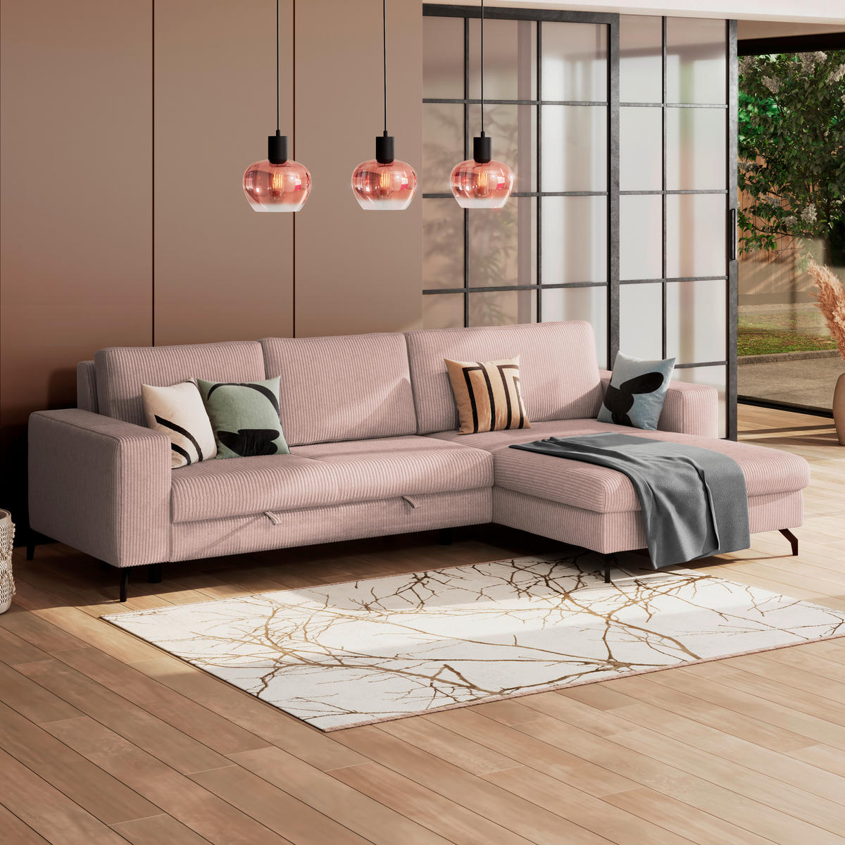 ECKSOFA Rosa  - Rosa, Trend, Textil (290/178cm) - P & B