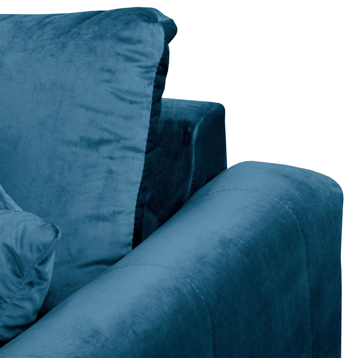 ECKSOFA Ariella Blau Samt Rückenkissen  - Blau/Naturfarben, Design, Holz/Textil (161/231cm) - Livetastic
